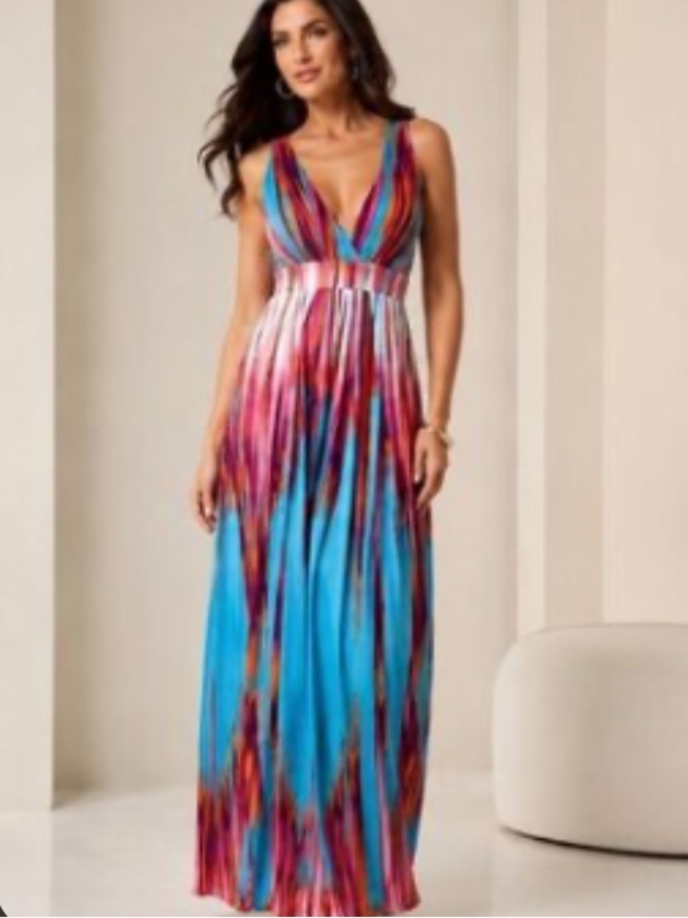 NWT Boston Proper colorful stretch maxi Dress empires waist sz XL